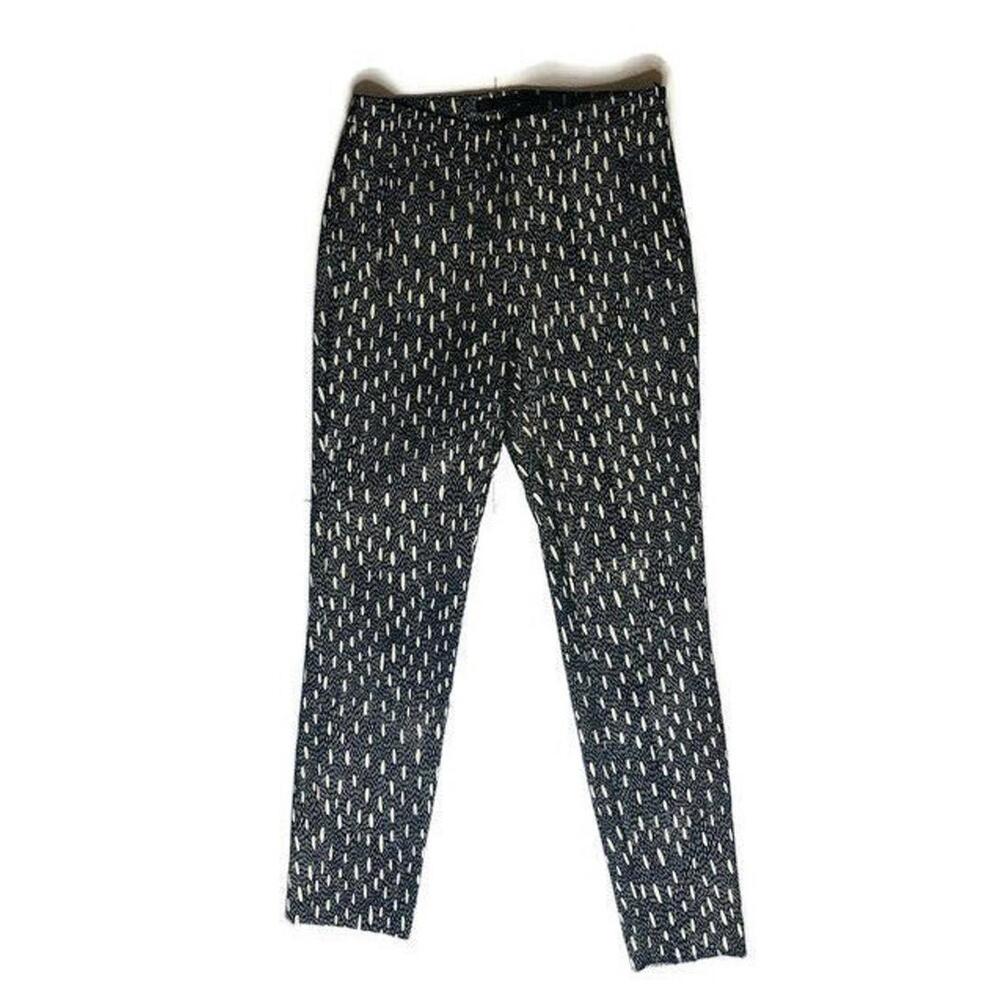 Zara Basic Womens Navy Patterned Pants Textured Tapered Trousers Casual Pants S - Picture 2 of 9